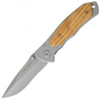 8 inch Lock Knive With Zebra Wood Onlay And Nylon Case (155)