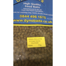 F1 CARP CRUSH FLAVOUR FEEDER PELLETS ( 6mm ) ( DYNO BAITS ) 750g bag