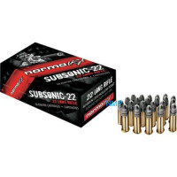 Norma USA Subsonic .22 LR Semi Auto Ammunition, Box of 50 Rounds, Hollow Point, 40 Grains